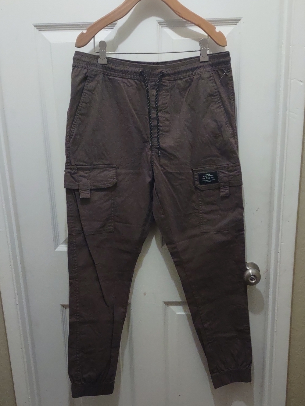 Tony Hawk Men's Brown Cargo Jogger Pants - Drawstring Utility Style